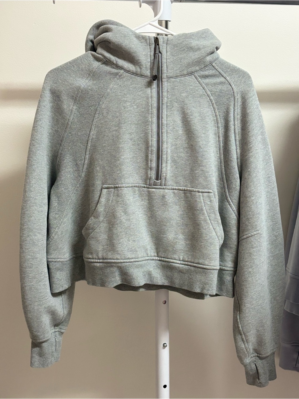 Women's Gray Lululemon Half-Zip Hooded Scuba
